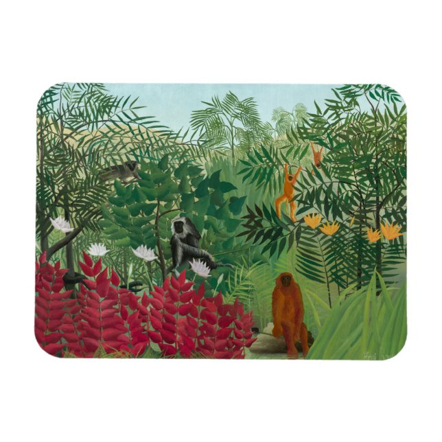 Íman Henri Rousseau - Floresta Tropical com Macacos (Horizontal)