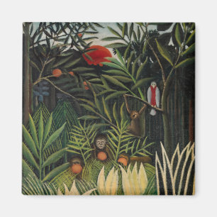 Íman Henri Rousseau - Macacos & Papagaio na Floresta Vi