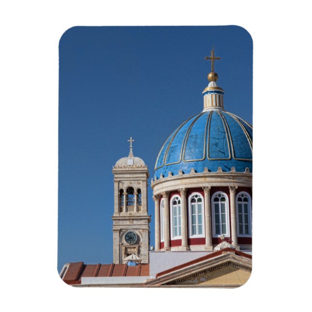 Íman Hermoupolis, Ilha de Siros, Grécia. Cúpula azul de (Vertical)
