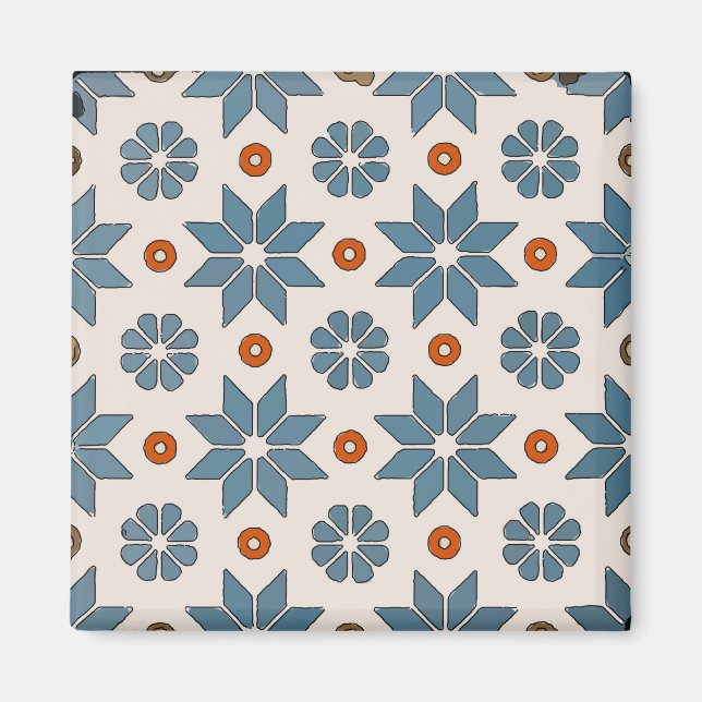 Íman Hex Sign, Pensilvânia Dutch, Quilt Stars (Frente)