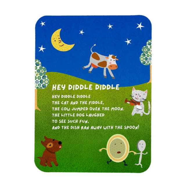 Íman Hey Diddle Diddle Nursery Rhyme Magnet (Vertical)