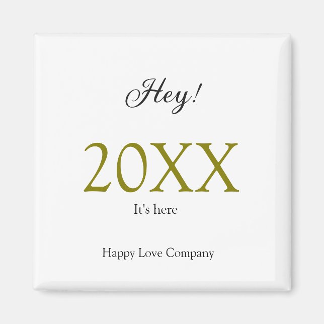 Íman Hey it's new year add year gold black simple. Mini (Frente)