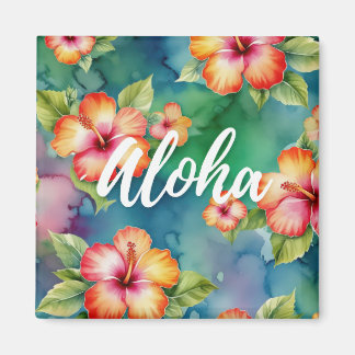Íman Hibisco Aloha Aquarela Casamento Lua de Mel Havaí