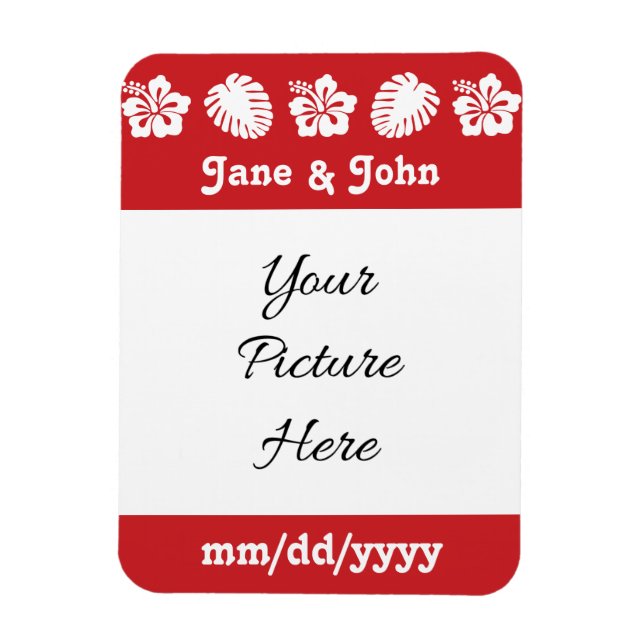 Íman Hibisco tropical em Cherry Save the Date Magnet (Vertical)