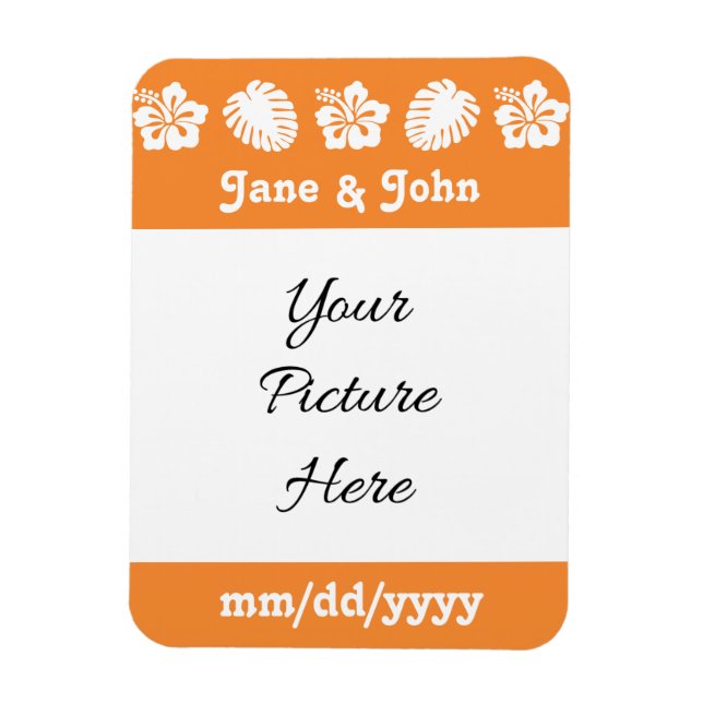 Íman Hibisco tropical em Orange Save the Date Magnet (Vertical)