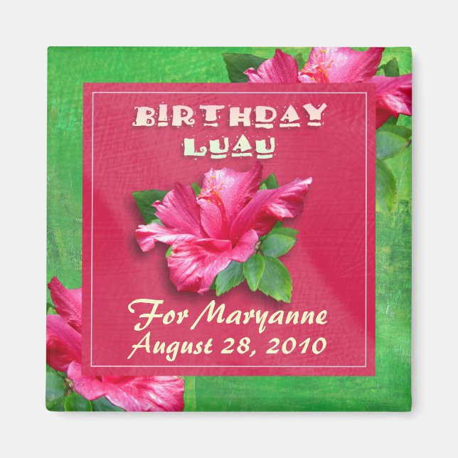 Íman Hibiscus Birthday Luau Magnets (Frente)