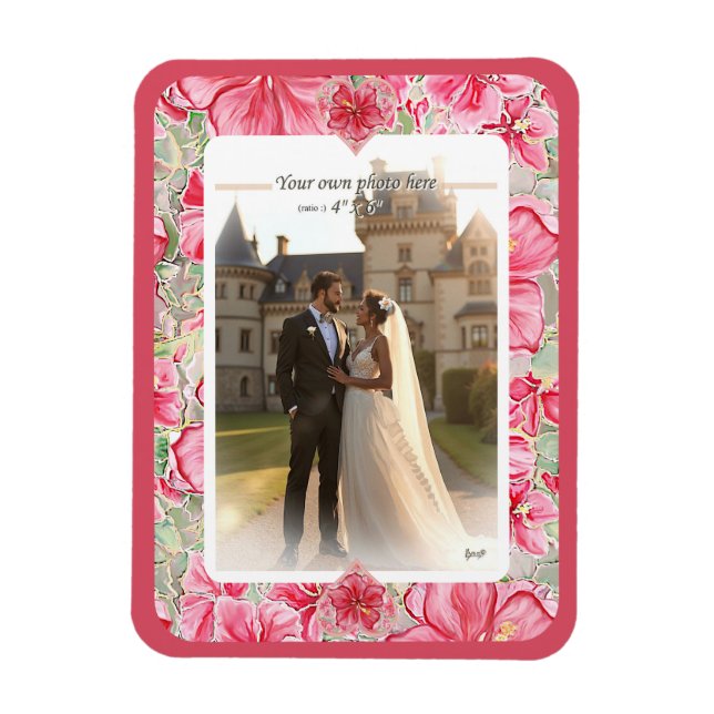 Íman Hibiscus e rendas RED (Vertical)