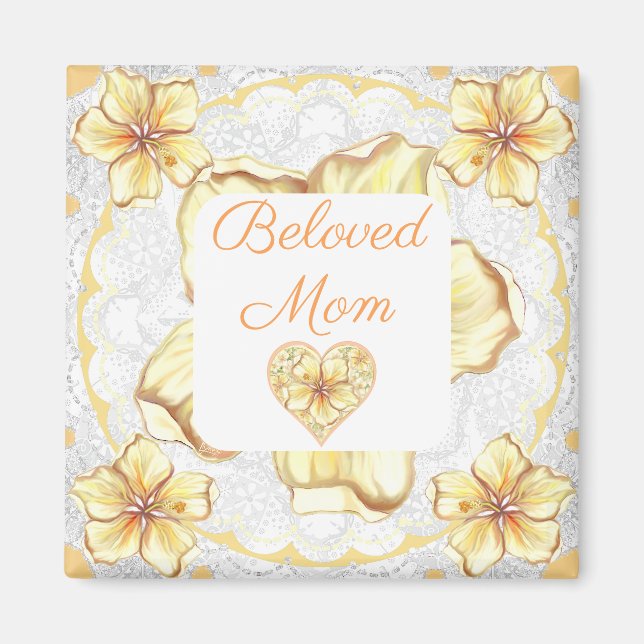 Íman Hibiscus & lace AMARELO (Frente)