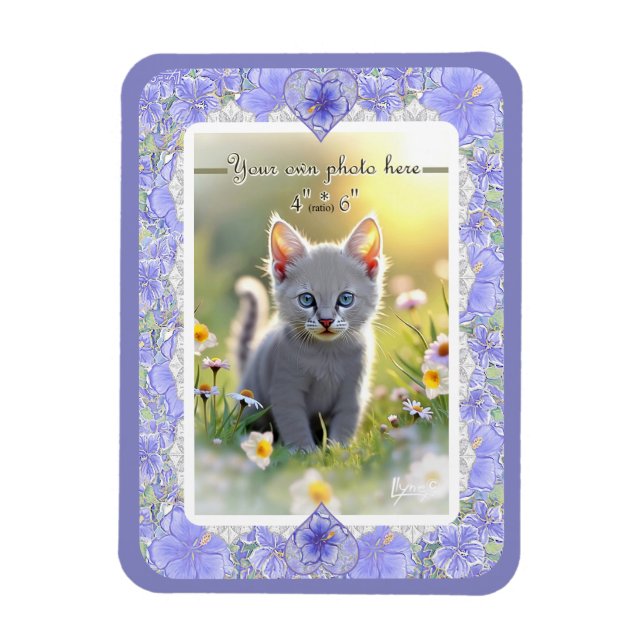 Íman Hibiscus & lace BLUE (Vertical)