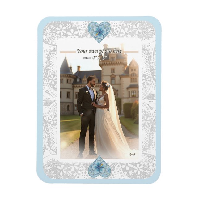 Íman Hibiscus & lace TURQUOISE (Vertical)