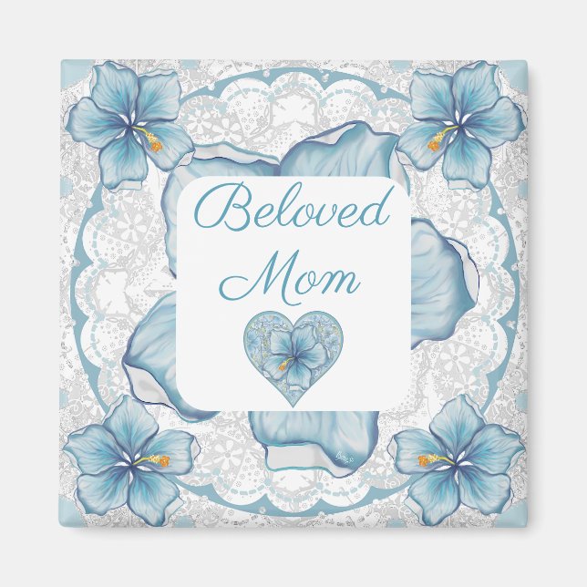 Íman Hibiscus & lace TURQUOISE (Frente)