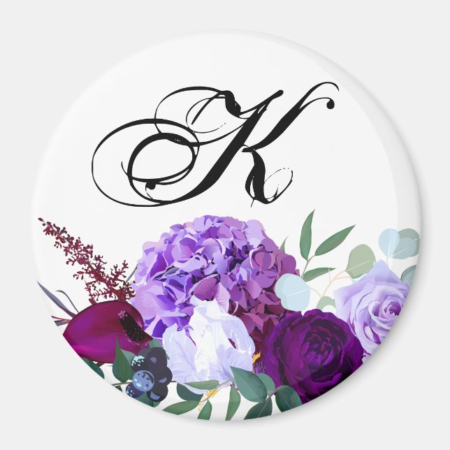 Íman Hibiscus personalizado de Lavanda de ímã em branco (Frente)