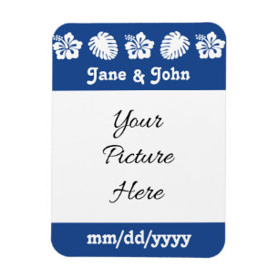 Íman Hibiscus tropical em Blue Save the Date Magnet