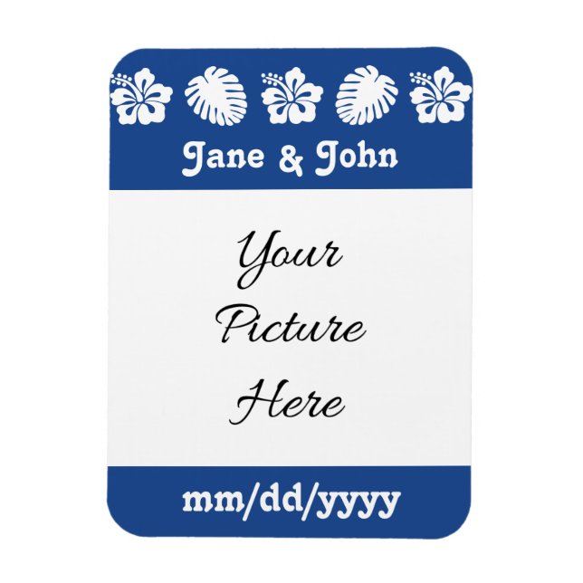 Íman Hibiscus tropical em Blue Save the Date Magnet (Vertical)