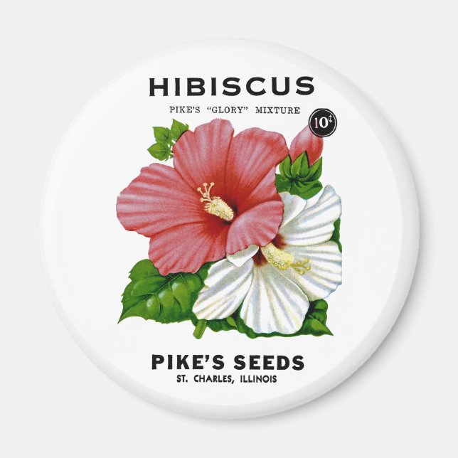 Íman Hibiscus Vintage Seed Packet (Frente)