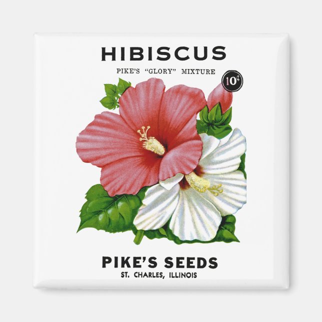 Íman Hibiscus Vintage Seed Packet (Frente)
