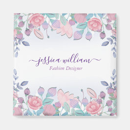 Íman Hidrangeás Florais em Aquarela Azul Chic Moderno