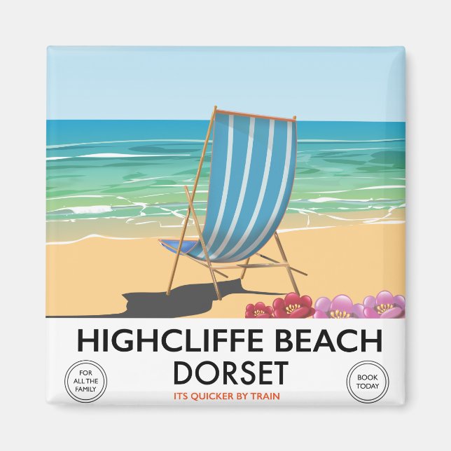 Íman Highcliffe Beach, Dorset vintage poster (Frente)