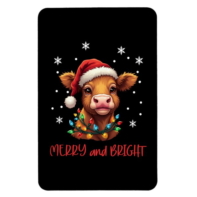 Íman Highland Baby Cow Luzes de Natal (Vertical)