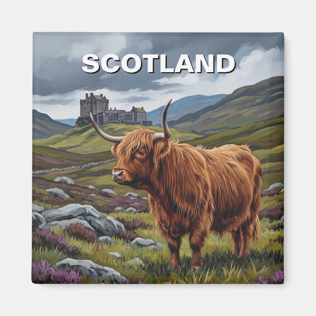 Íman Highland Cow na Escócia Viagem (Frente)