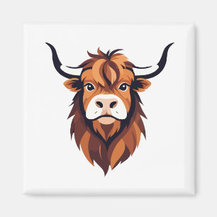 Íman Highland Cow Vetor Art Animal Moderna Cidade Urban