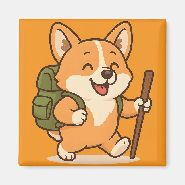 Íman Hiking Corgi Magnets | Deco da Cozinha de Aventura (Frente)