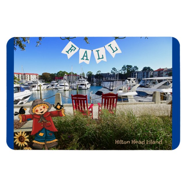 Íman Hilton Head Island Sea Pines Marina Fall Scarecrow (Horizontal)
