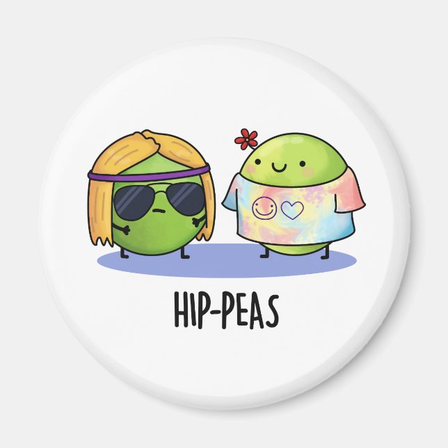 Íman Hip-peas Engraçado Hippie Peas Pun (Frente)