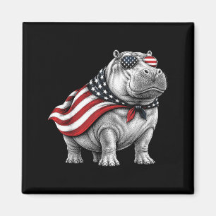 Íman Hipopótamo 4 De Julho Bandeira Americana Patriótic