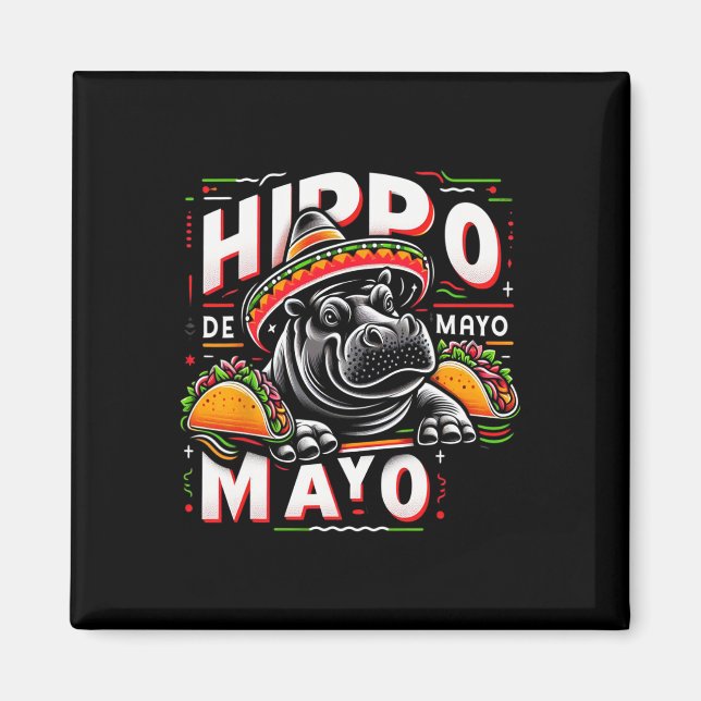 Íman Hipopótamo Cinco De Mayo Engraçado México Hipopóta (Frente)