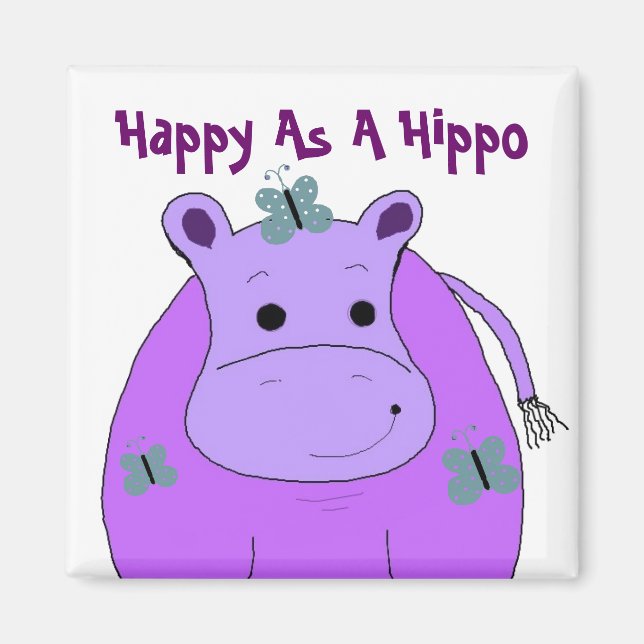Íman Hipopótamo Com Borboletas (Frente)