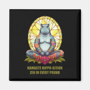 Íman Hipopótamo de Ioga em Pose de Meditação, Zen Pacíf