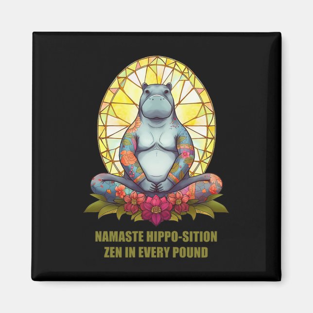 Íman Hipopótamo de Ioga em Pose de Meditação, Zen Pacíf (Frente)