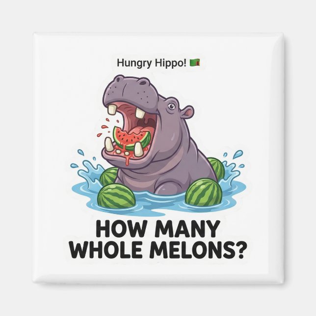 Íman Hipopótamo Faminto Melancia (Frente)