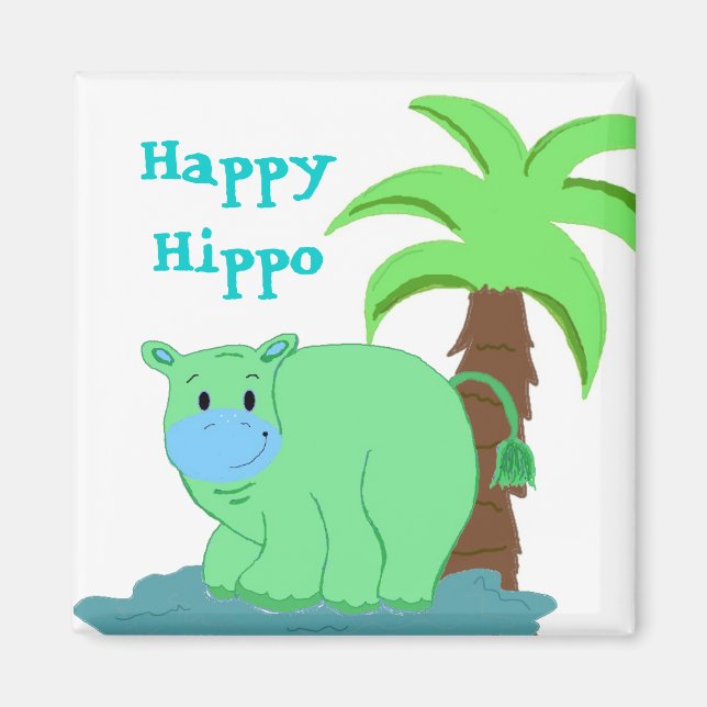 Íman Hipopótamo Feliz na Água (Frente)