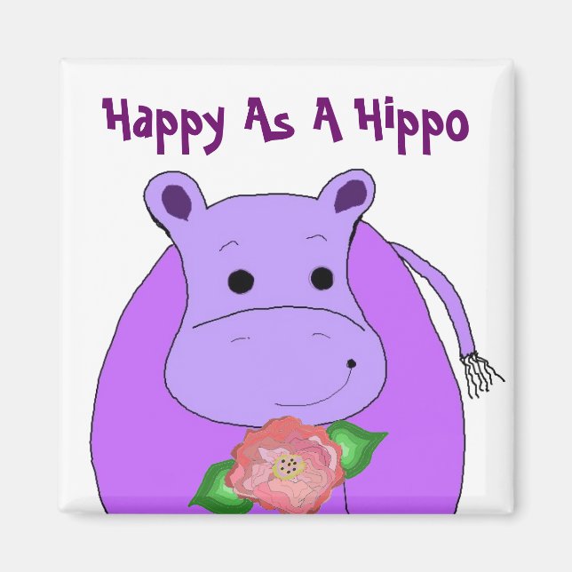 Íman Hipopótamo Legal Com Flores (Frente)
