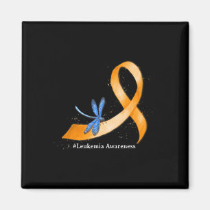 Íman Hippie Dragonfly Laranja Fita Leucemia Sensibiliza