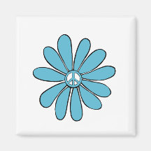 Hippie Flower Power Peace Sign in Aqua