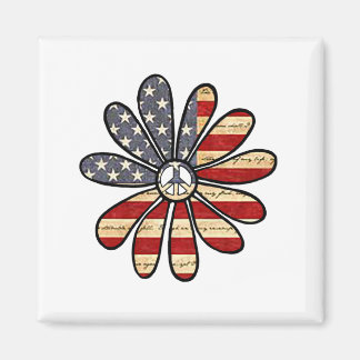 Íman Hippie Flower Power Sign American Flag