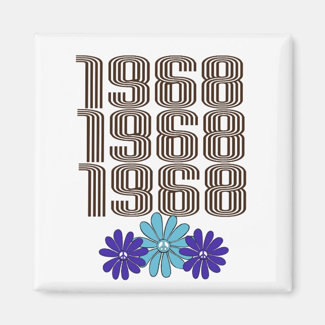Íman Hippie Flower Power Sign Aqua Purple, 1968 (Frente)