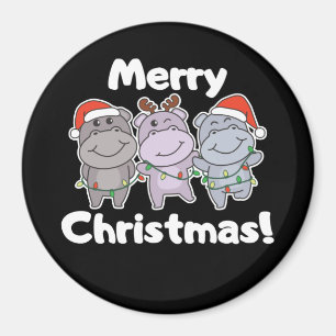 Íman Hippo Christmas Animais Cuja Feliz Hipopótamo