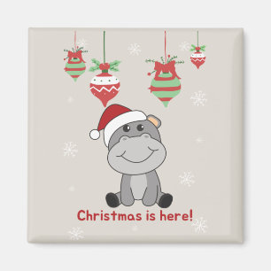 Íman Hippo Feliz Natal Animais de inverno Hippos Magnet