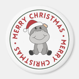 Íman Hippo Feliz Natal Animais de inverno Hippos Magnet