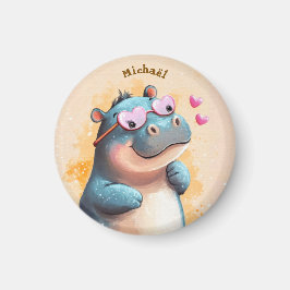 Íman Hippo Valentine's Day Heart Badge - Kids School