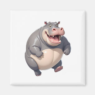 Íman Hippopotamus Feliz Brincadeira Jumping No Ar
