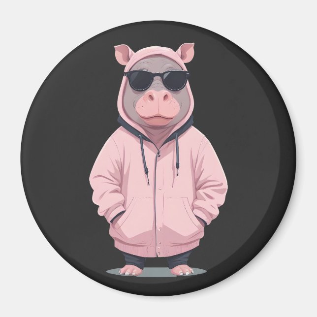 Íman Hippopotamus Vestindo Hoodie Funny Legal Pop (Frente)