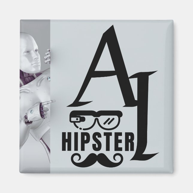 Íman HIPSTER AI com óculos e bigode Wearable (Frente)