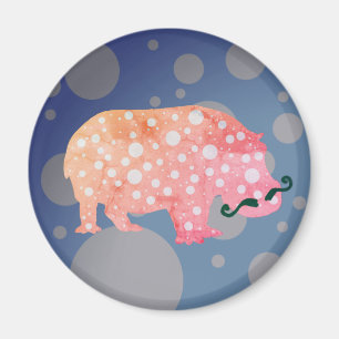 Íman Hipster Hippopotamus Standard, Magnet Redonda De 5