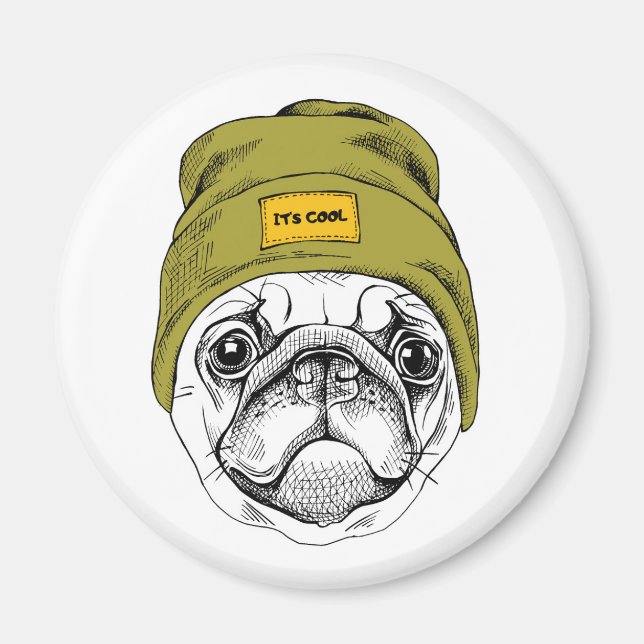 Íman Hipster Pug | É Legal (Frente)