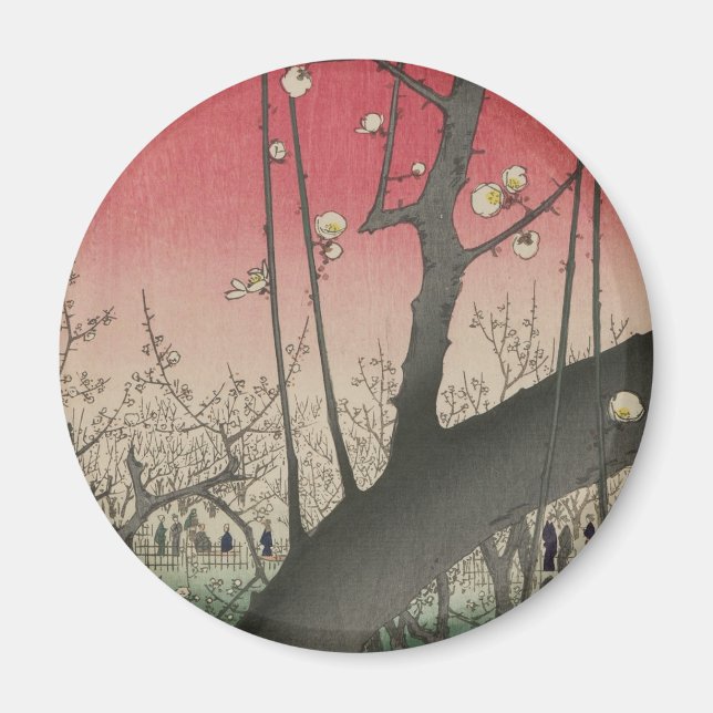 Íman Hiroshige Plum Estate Kameido: Japonês Vintage (Frente)